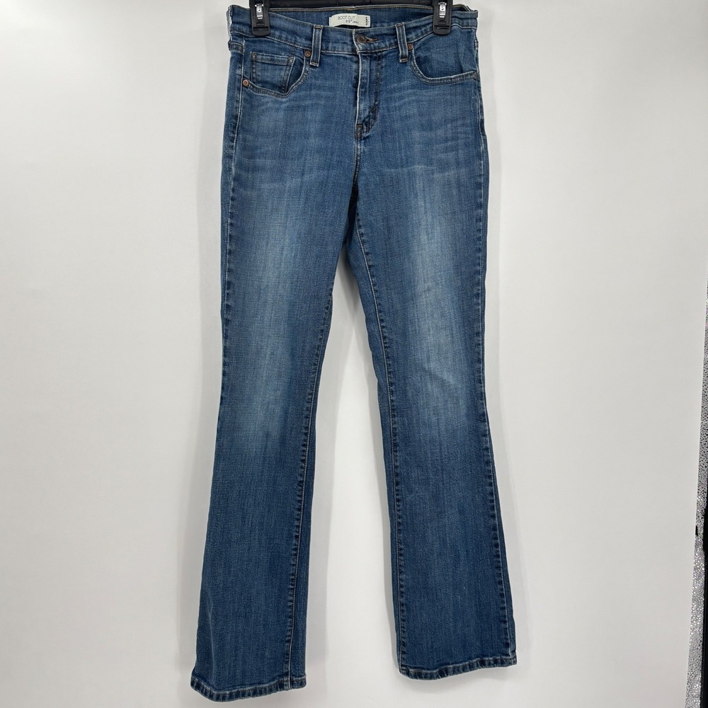 Levis 515 Bootcut Jeans Womens 8L Medium Wash Flap Pocket Studded Denim Blue